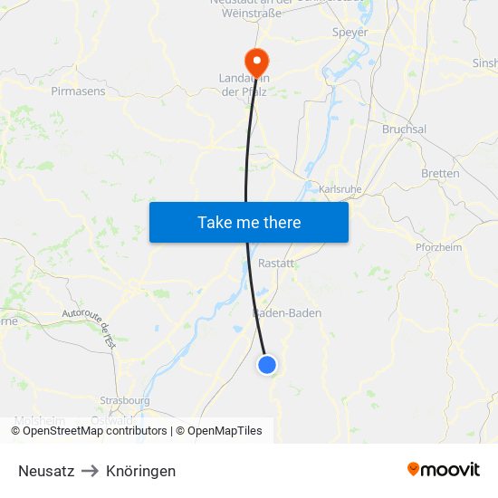 Neusatz to Knöringen map