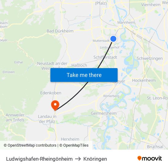 Ludwigshafen-Rheingönheim to Knöringen map