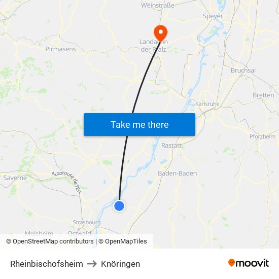 Rheinbischofsheim to Knöringen map