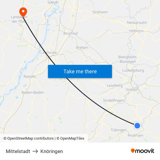 Mittelstadt to Knöringen map