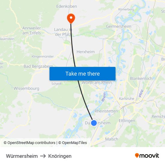 Würmersheim to Knöringen map