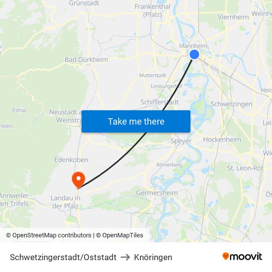 Schwetzingerstadt/Oststadt to Knöringen map