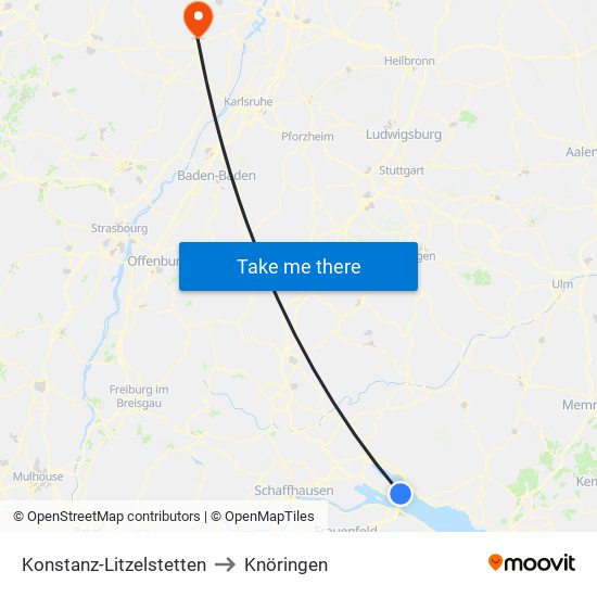 Konstanz-Litzelstetten to Knöringen map