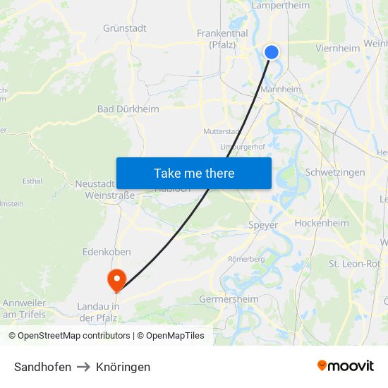 Sandhofen to Knöringen map