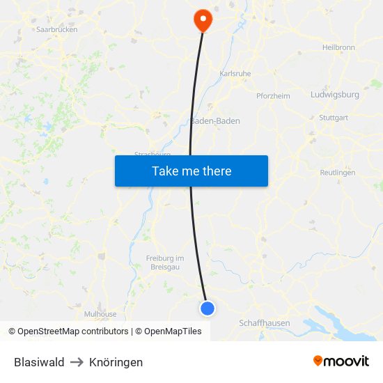 Blasiwald to Knöringen map