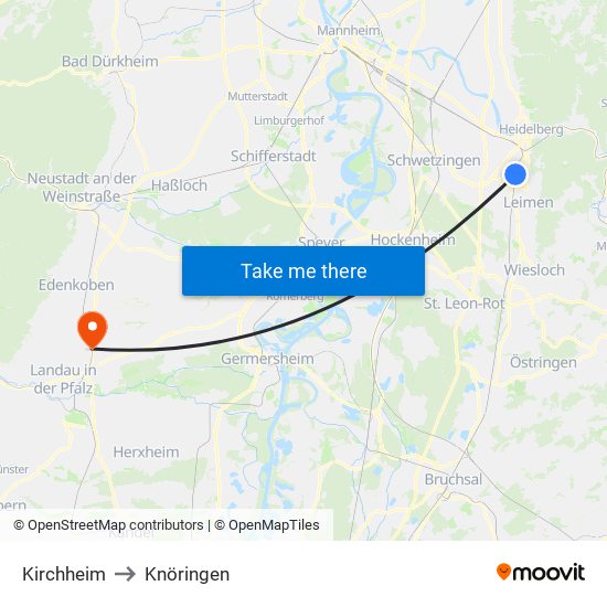 Kirchheim to Knöringen map