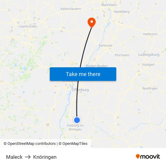 Maleck to Knöringen map