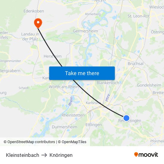 Kleinsteinbach to Knöringen map