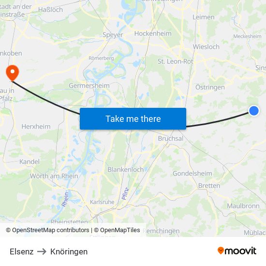 Elsenz to Knöringen map