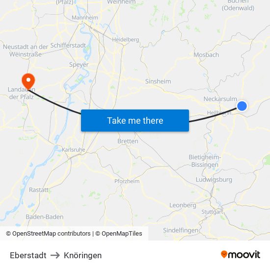 Eberstadt to Knöringen map
