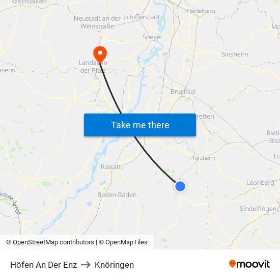 Höfen An Der Enz to Knöringen map