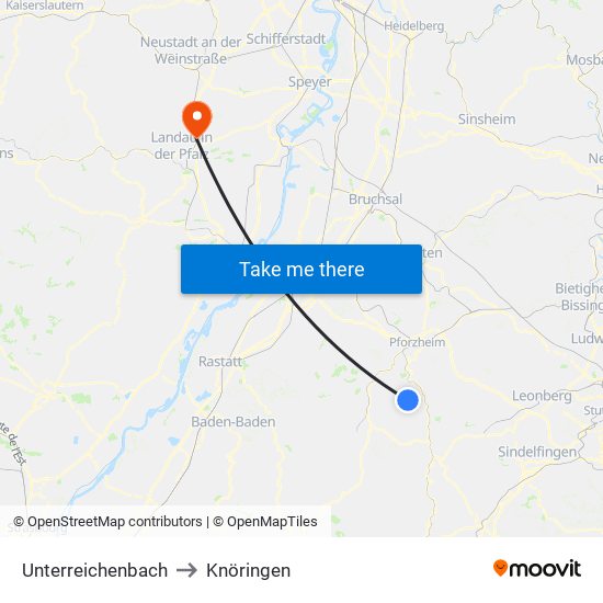 Unterreichenbach to Knöringen map