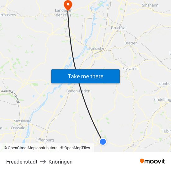 Freudenstadt to Knöringen map