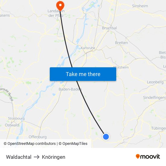 Waldachtal to Knöringen map