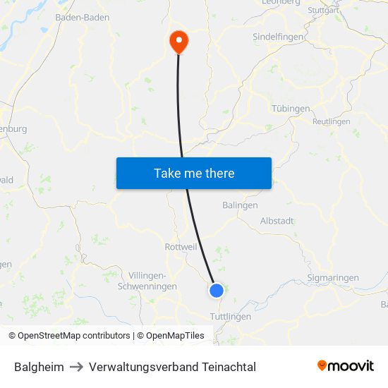 Balgheim to Verwaltungsverband Teinachtal map