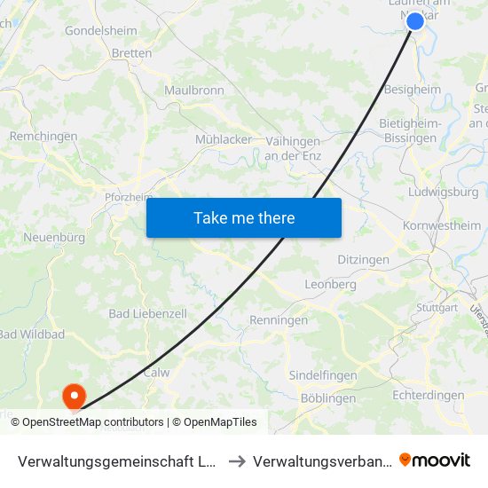 Verwaltungsgemeinschaft Lauffen am Neckar to Verwaltungsverband Teinachtal map