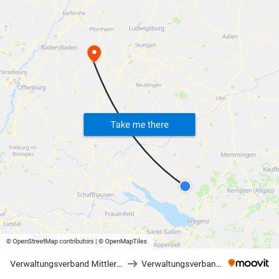 Verwaltungsverband Mittleres Schussental to Verwaltungsverband Teinachtal map