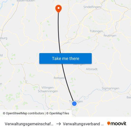 Verwaltungsgemeinschaft Tuttlingen to Verwaltungsverband Teinachtal map