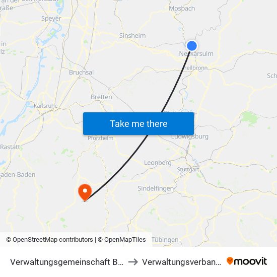 Verwaltungsgemeinschaft Bad Friedrichshall to Verwaltungsverband Teinachtal map