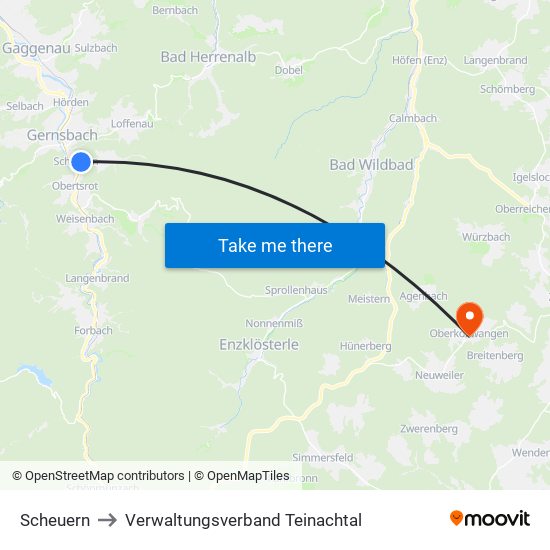 Scheuern to Verwaltungsverband Teinachtal map