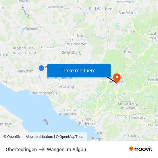 Oberteuringen to Wangen Im Allgäu map