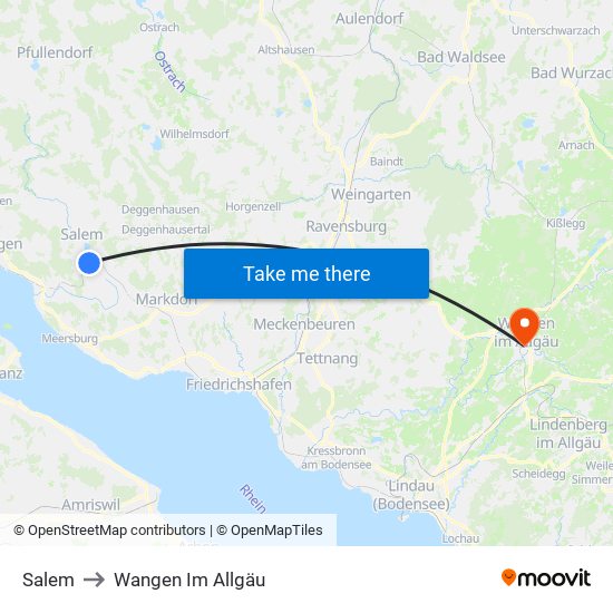 Salem to Wangen Im Allgäu map