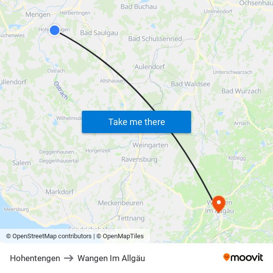 Hohentengen to Wangen Im Allgäu map