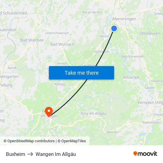 Buxheim to Wangen Im Allgäu map