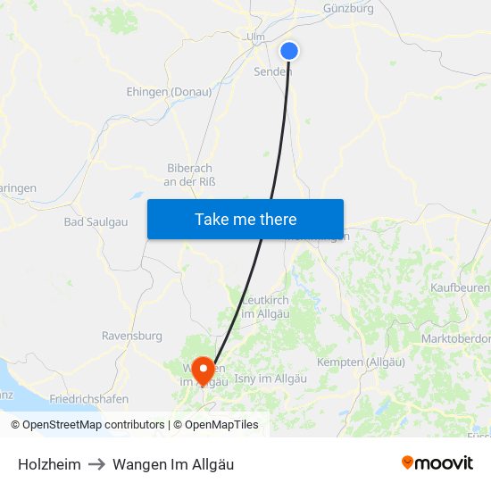 Holzheim to Wangen Im Allgäu map