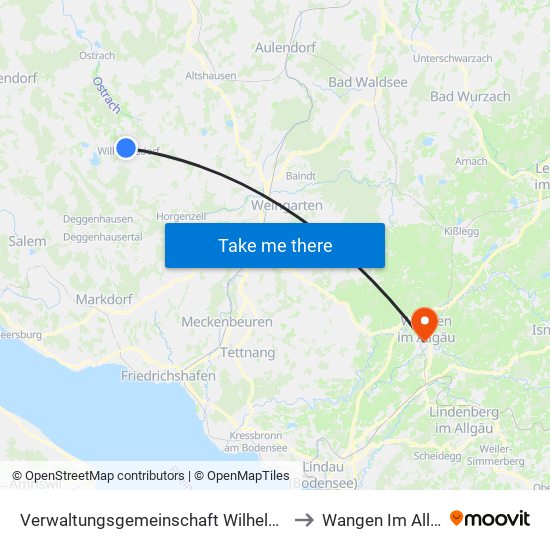 Verwaltungsgemeinschaft Wilhelmsdorf to Wangen Im Allgäu map