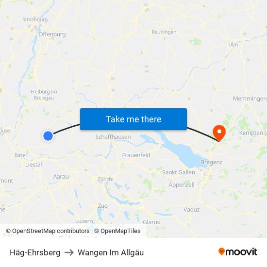 Häg-Ehrsberg to Wangen Im Allgäu map
