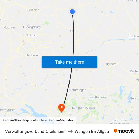 Verwaltungsverband Crailsheim to Wangen Im Allgäu map