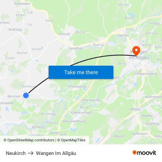 Neukirch to Wangen Im Allgäu map