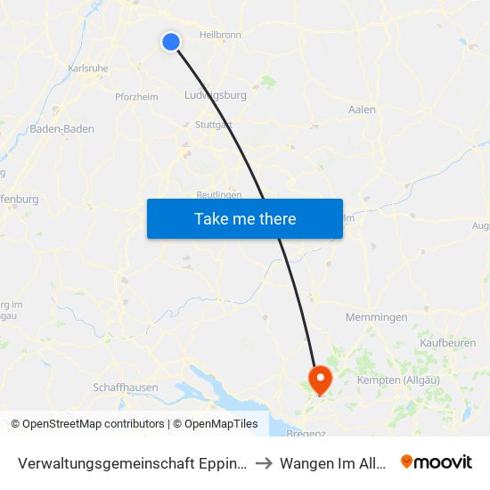 Verwaltungsgemeinschaft Eppingen to Wangen Im Allgäu map