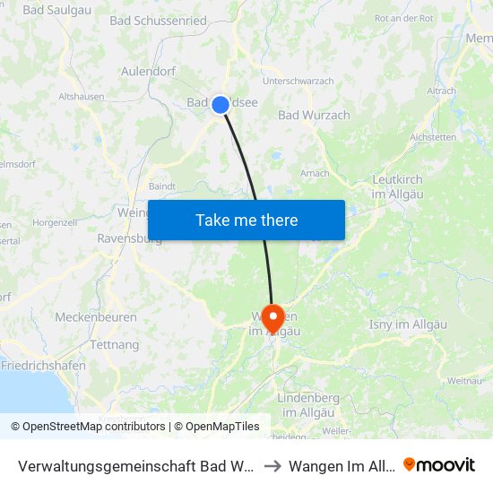 Verwaltungsgemeinschaft Bad Waldsee to Wangen Im Allgäu map