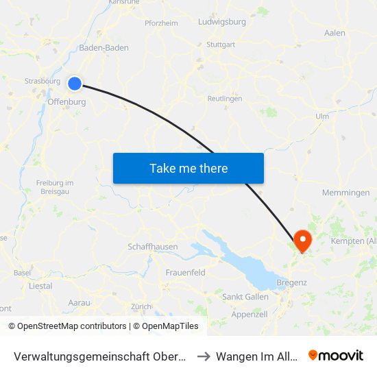 Verwaltungsgemeinschaft Oberkirch to Wangen Im Allgäu map