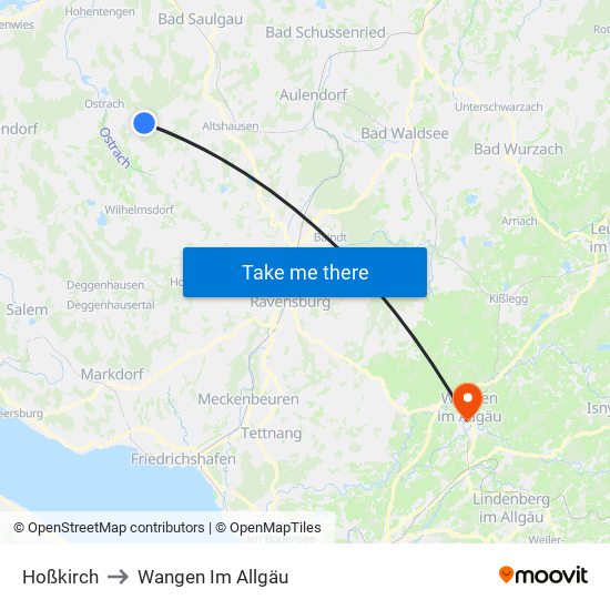 Hoßkirch to Wangen Im Allgäu map