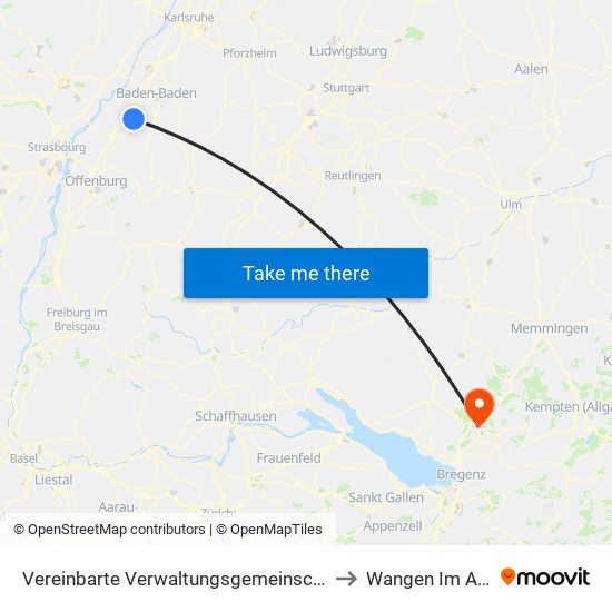 Vereinbarte Verwaltungsgemeinschaft Bühl to Wangen Im Allgäu map