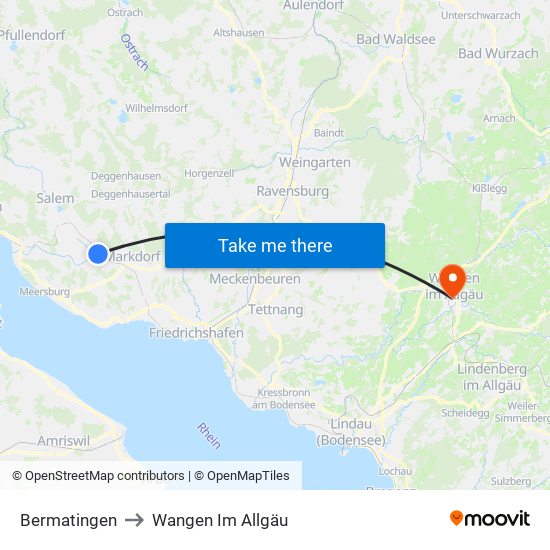 Bermatingen to Wangen Im Allgäu map