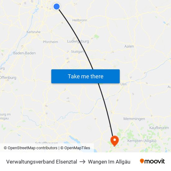 Verwaltungsverband Elsenztal to Wangen Im Allgäu map