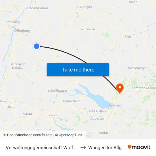 Verwaltungsgemeinschaft Wolfach to Wangen Im Allgäu map