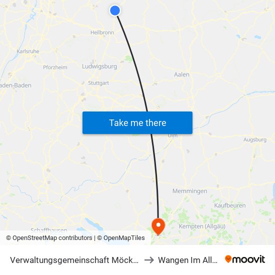 Verwaltungsgemeinschaft Möckmühl to Wangen Im Allgäu map