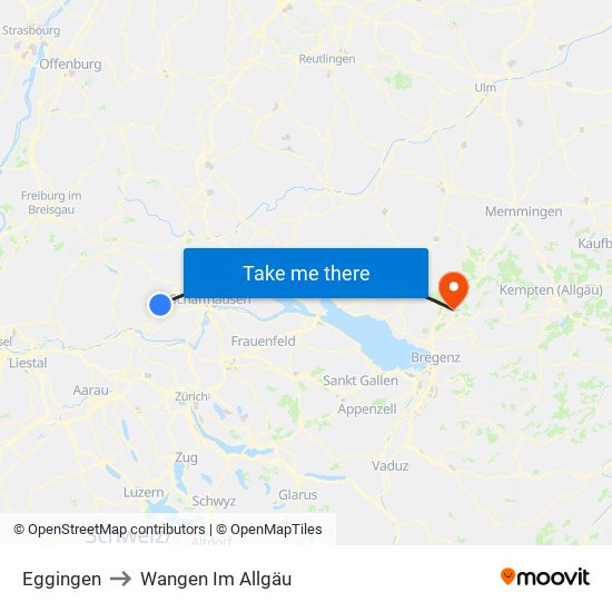 Eggingen to Wangen Im Allgäu map