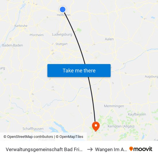 Verwaltungsgemeinschaft Bad Friedrichshall to Wangen Im Allgäu map