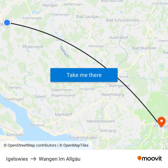 Igelswies to Wangen Im Allgäu map