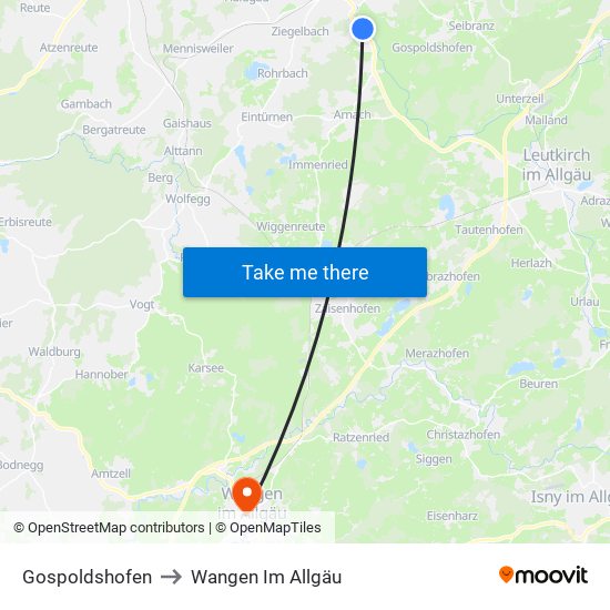 Gospoldshofen to Wangen Im Allgäu map