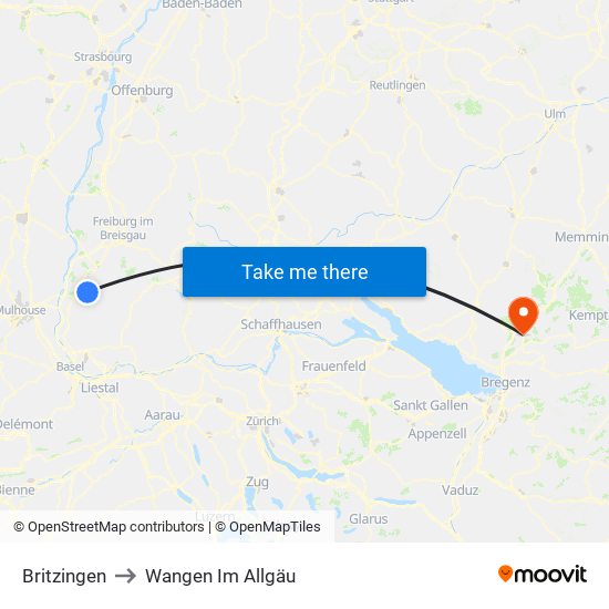 Britzingen to Wangen Im Allgäu map