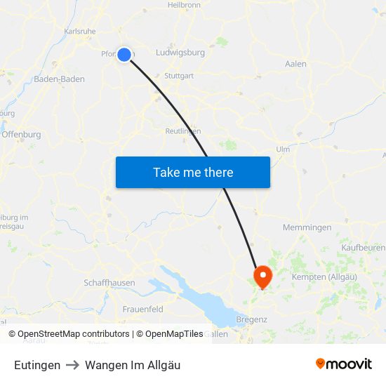 Eutingen to Wangen Im Allgäu map
