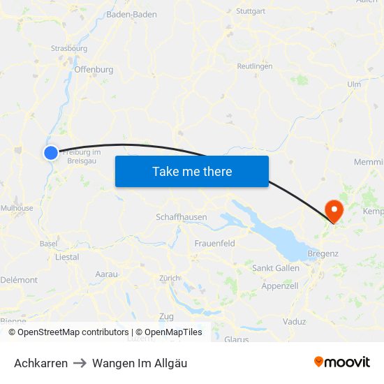 Achkarren to Wangen Im Allgäu map