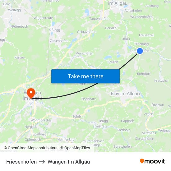 Friesenhofen to Wangen Im Allgäu map